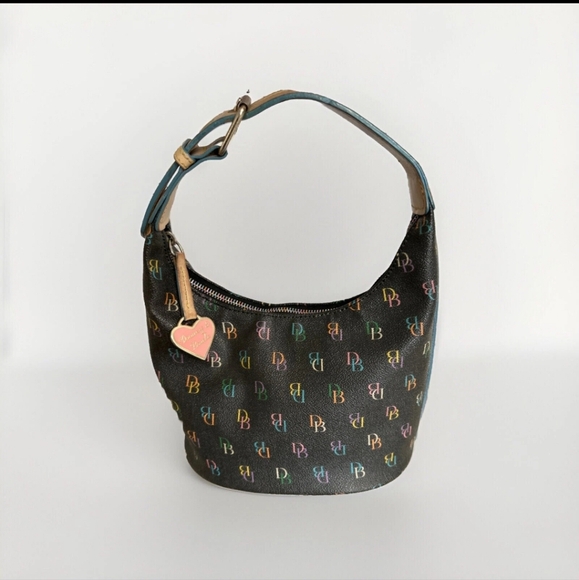 Dooney & Bourke Handbags - Dooney & Bourke Vintage Multicolor Mongrammed Signature Baguette Bag Tote Purse.
